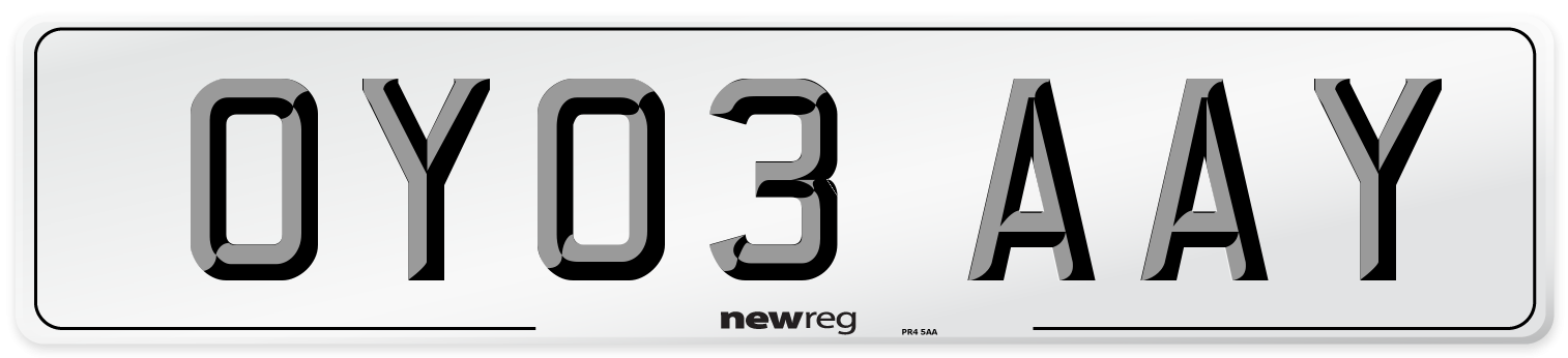 OY03 AAY Number Plate from New Reg